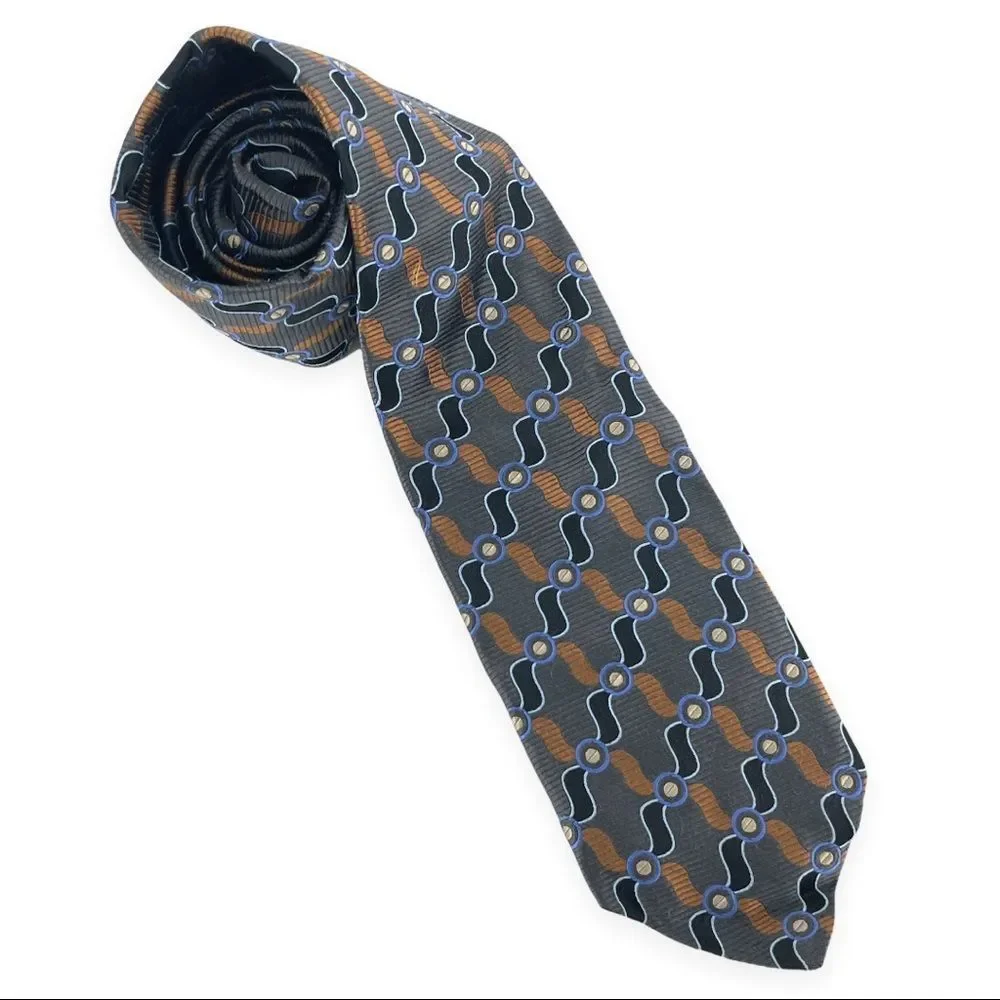 Robert Talbot Men’s 100% Silk Tie Green Blue and Yellow